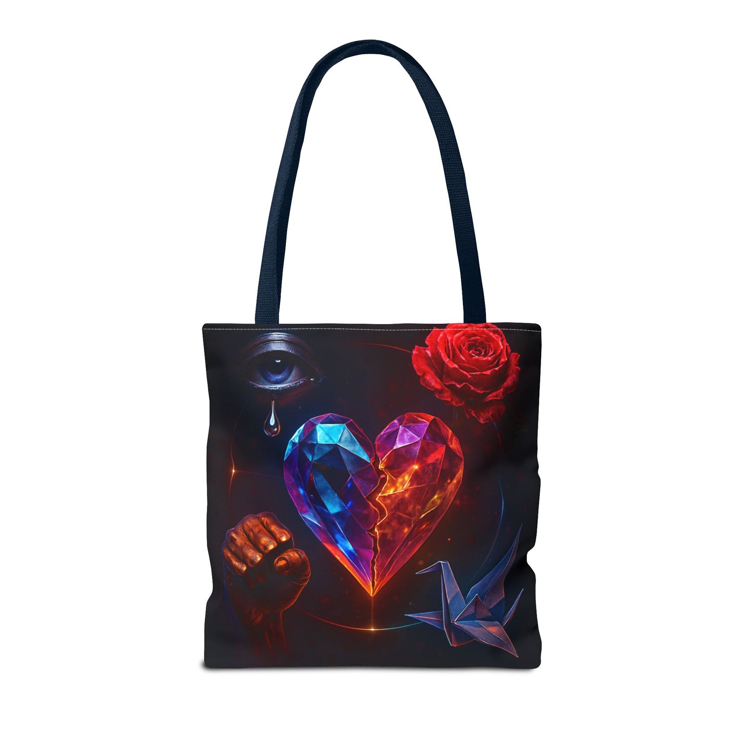 Heart and Rose Tote Bag, Bohemian Tote, Gift for Her, Unique Bag, Art Print Tote, Stylish Shopping Bag