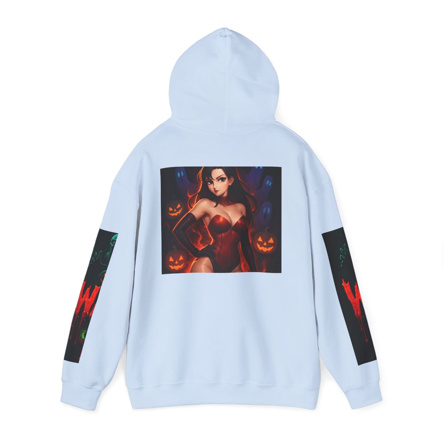 Halloween-Inspired Unisex Hoodie, Cozy Fall Wear, Perfect for Costume Parties, Spooky Season Fashion, Screen-Printed Sweatshirt