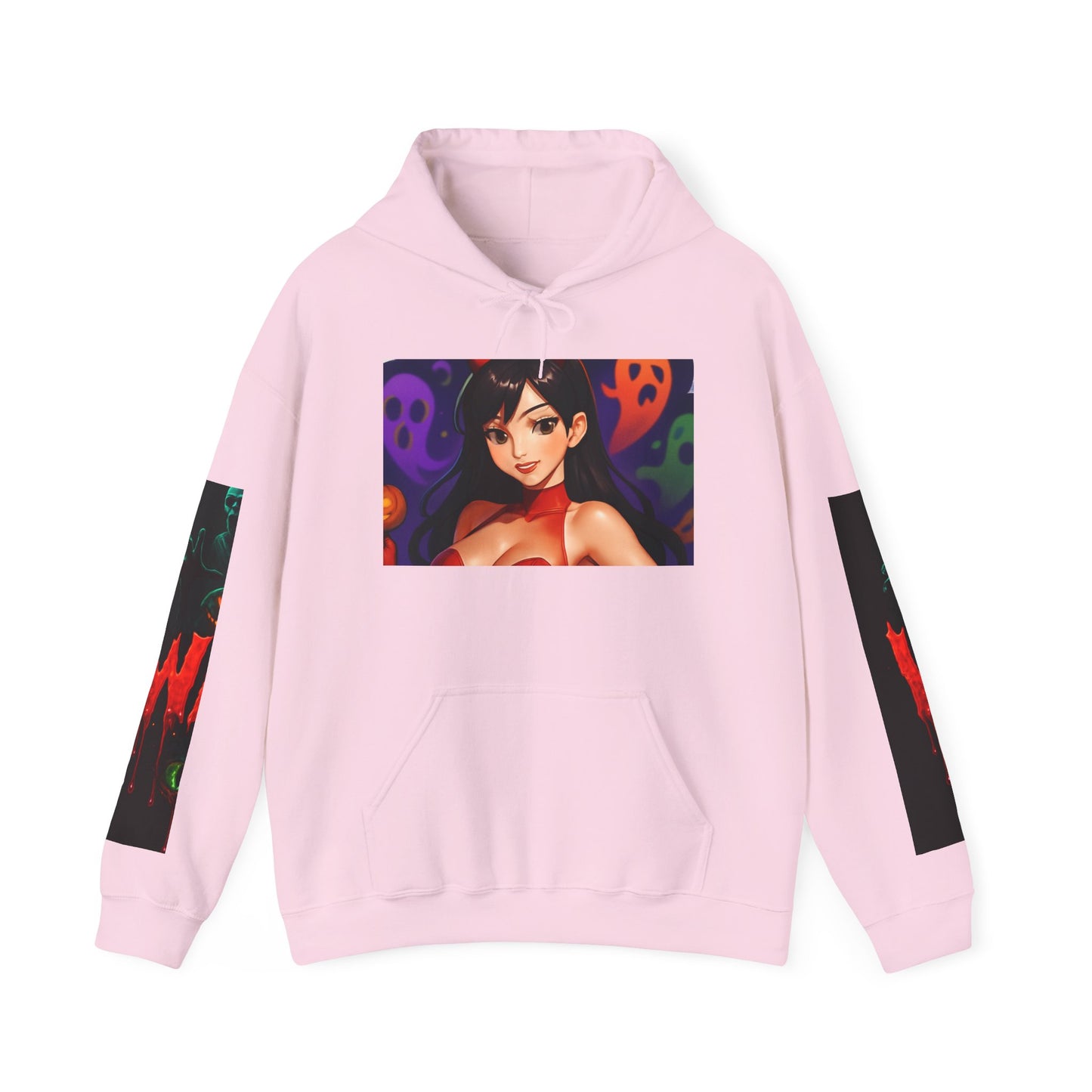Halloween-Inspired Unisex Hoodie, Cozy Fall Wear, Perfect for Costume Parties, Spooky Season Fashion, Screen-Printed Sweatshirt