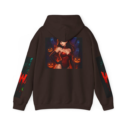 Halloween-Inspired Unisex Hoodie, Cozy Fall Wear, Perfect for Costume Parties, Spooky Season Fashion, Screen-Printed Sweatshirt