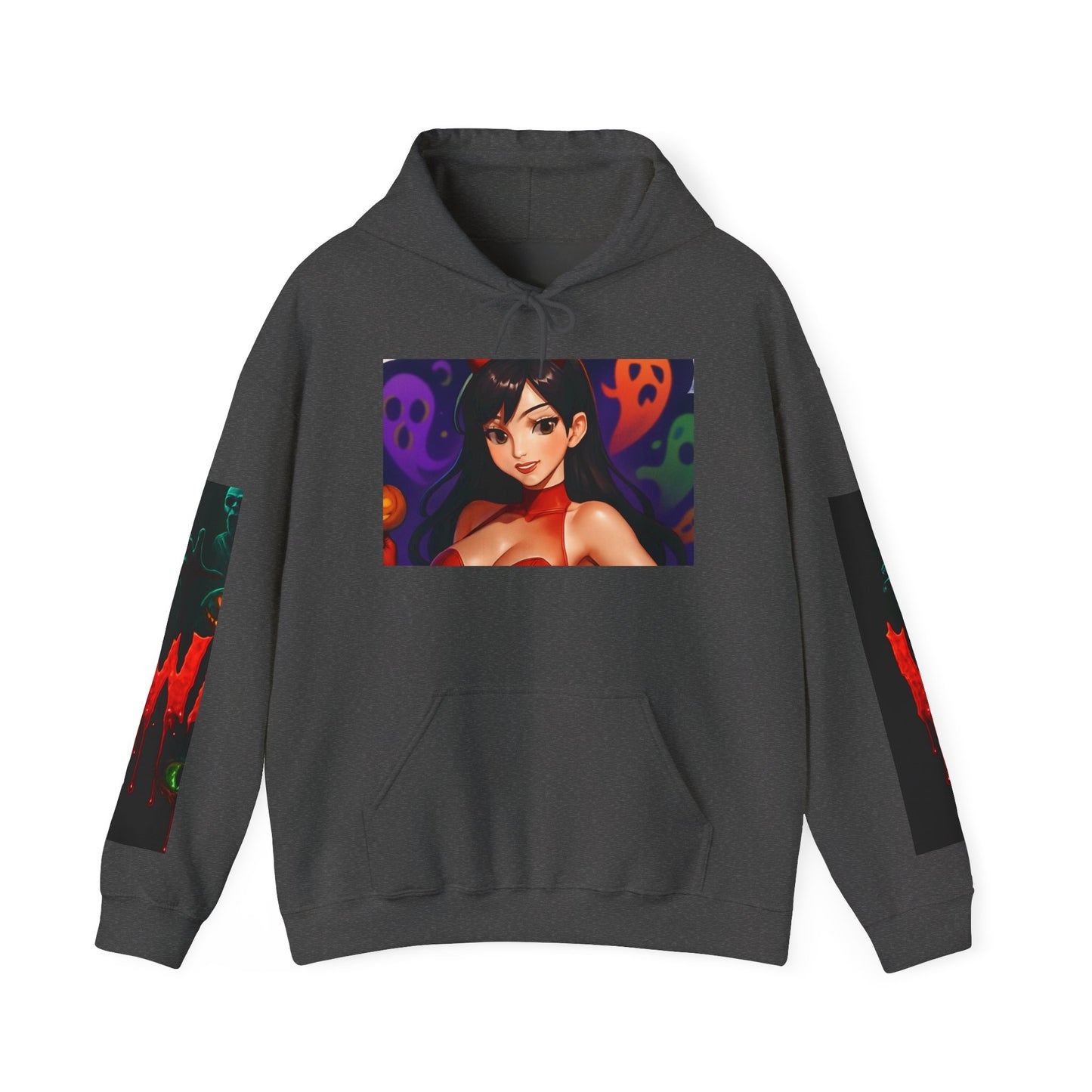 Halloween-Inspired Unisex Hoodie, Cozy Fall Wear, Perfect for Costume Parties, Spooky Season Fashion, Screen-Printed Sweatshirt
