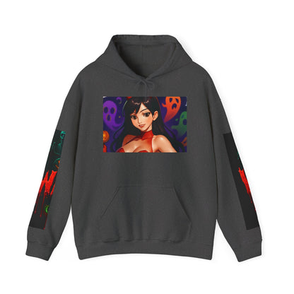 Halloween-Inspired Unisex Hoodie, Cozy Fall Wear, Perfect for Costume Parties, Spooky Season Fashion, Screen-Printed Sweatshirt