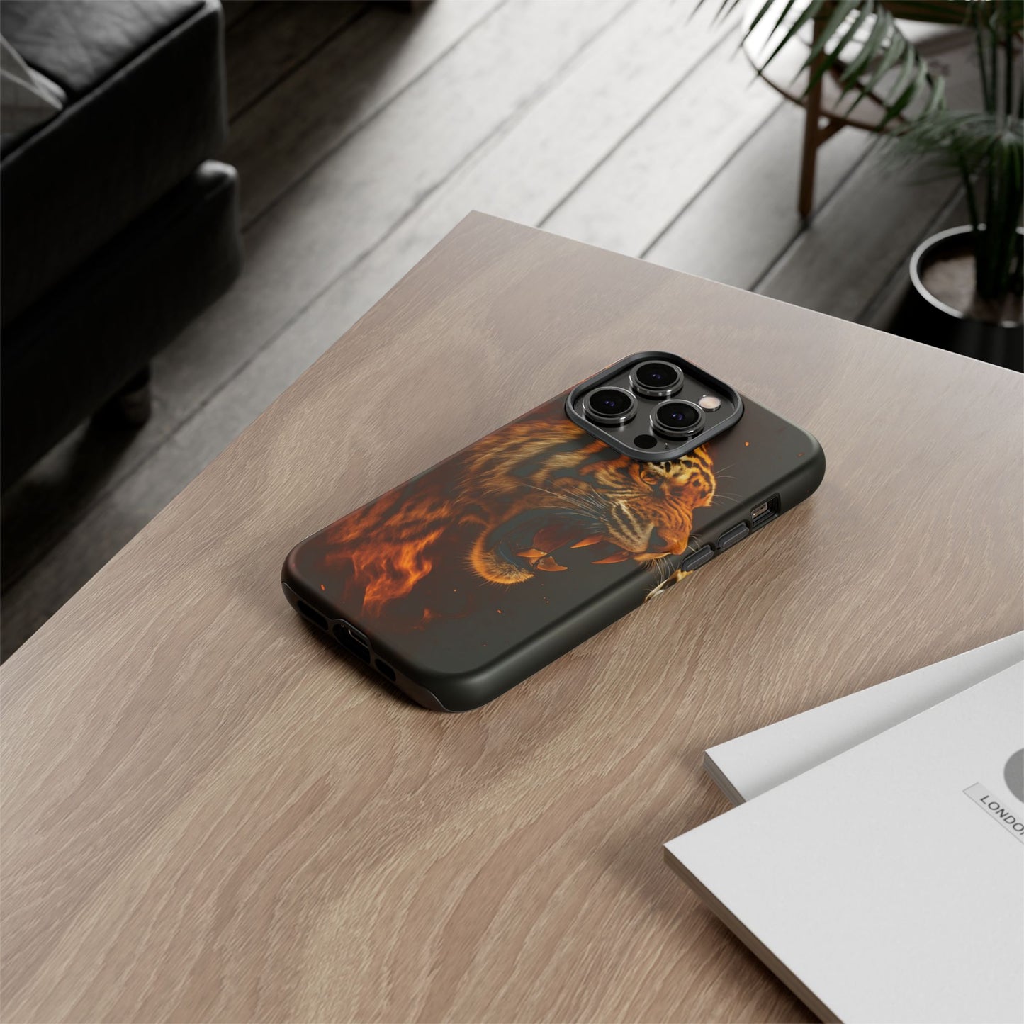 Phone Case - Flaming Tiger Tough Case