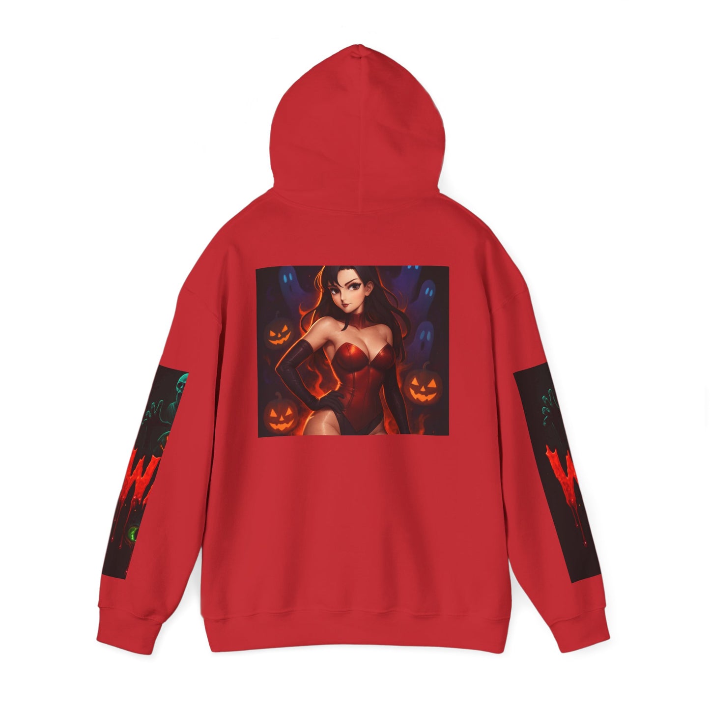 Halloween-Inspired Unisex Hoodie, Cozy Fall Wear, Perfect for Costume Parties, Spooky Season Fashion, Screen-Printed Sweatshirt