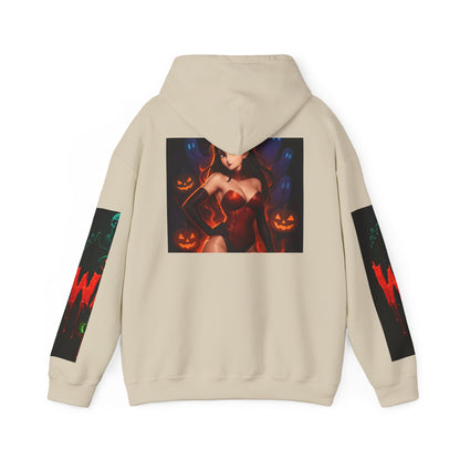 Halloween-Inspired Unisex Hoodie, Cozy Fall Wear, Perfect for Costume Parties, Spooky Season Fashion, Screen-Printed Sweatshirt
