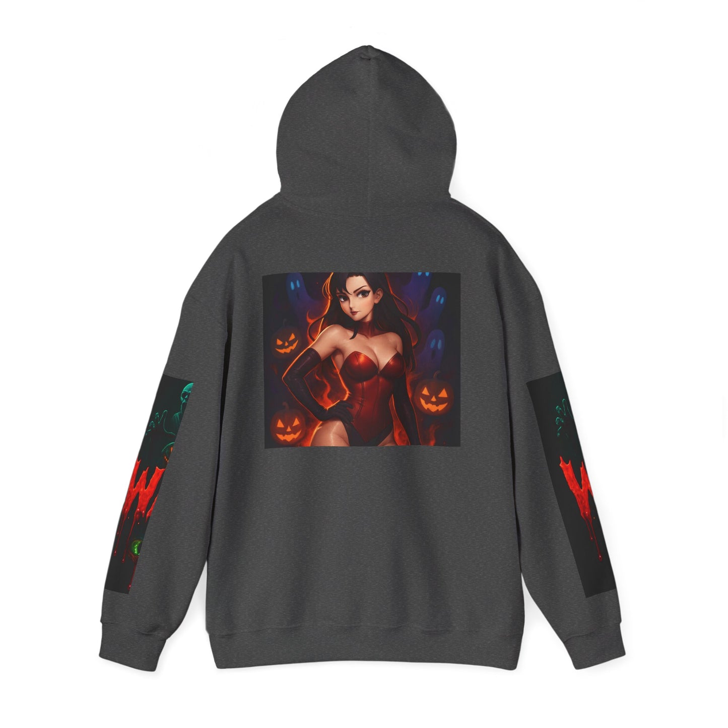 Halloween-Inspired Unisex Hoodie, Cozy Fall Wear, Perfect for Costume Parties, Spooky Season Fashion, Screen-Printed Sweatshirt