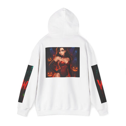 Halloween-Inspired Unisex Hoodie, Cozy Fall Wear, Perfect for Costume Parties, Spooky Season Fashion, Screen-Printed Sweatshirt