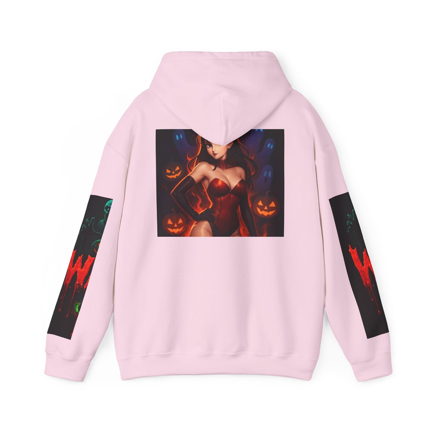 Halloween-Inspired Unisex Hoodie, Cozy Fall Wear, Perfect for Costume Parties, Spooky Season Fashion, Screen-Printed Sweatshirt
