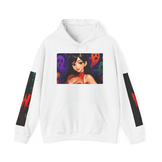 Halloween-Inspired Unisex Hoodie, Cozy Fall Wear, Perfect for Costume Parties, Spooky Season Fashion, Screen-Printed Sweatshirt