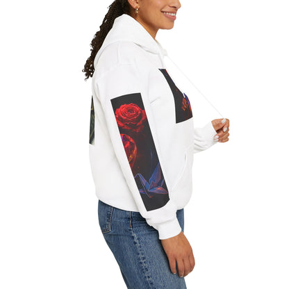 Colorful Heart & Cash Unisex Hooded Sweatshirt, Cozy Gift for Couples, Valentine’s Day, Streetwear Fashion, Unique Art Apparel