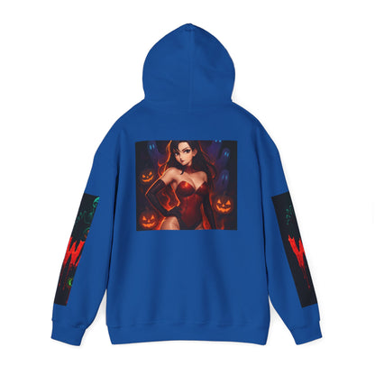 Halloween-Inspired Unisex Hoodie, Cozy Fall Wear, Perfect for Costume Parties, Spooky Season Fashion, Screen-Printed Sweatshirt