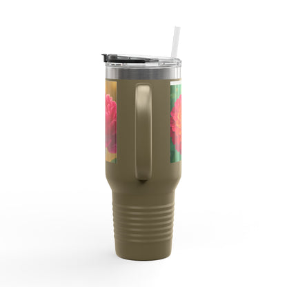 Floral Design Insulated Travel Mug, 40oz, Perfect for Travel, Coffee Lover Gift, Birthday, Floral Mug, Eco-Friendly Drinkware
