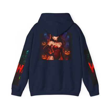 Halloween-Inspired Unisex Hoodie, Cozy Fall Wear, Perfect for Costume Parties, Spooky Season Fashion, Screen-Printed Sweatshirt