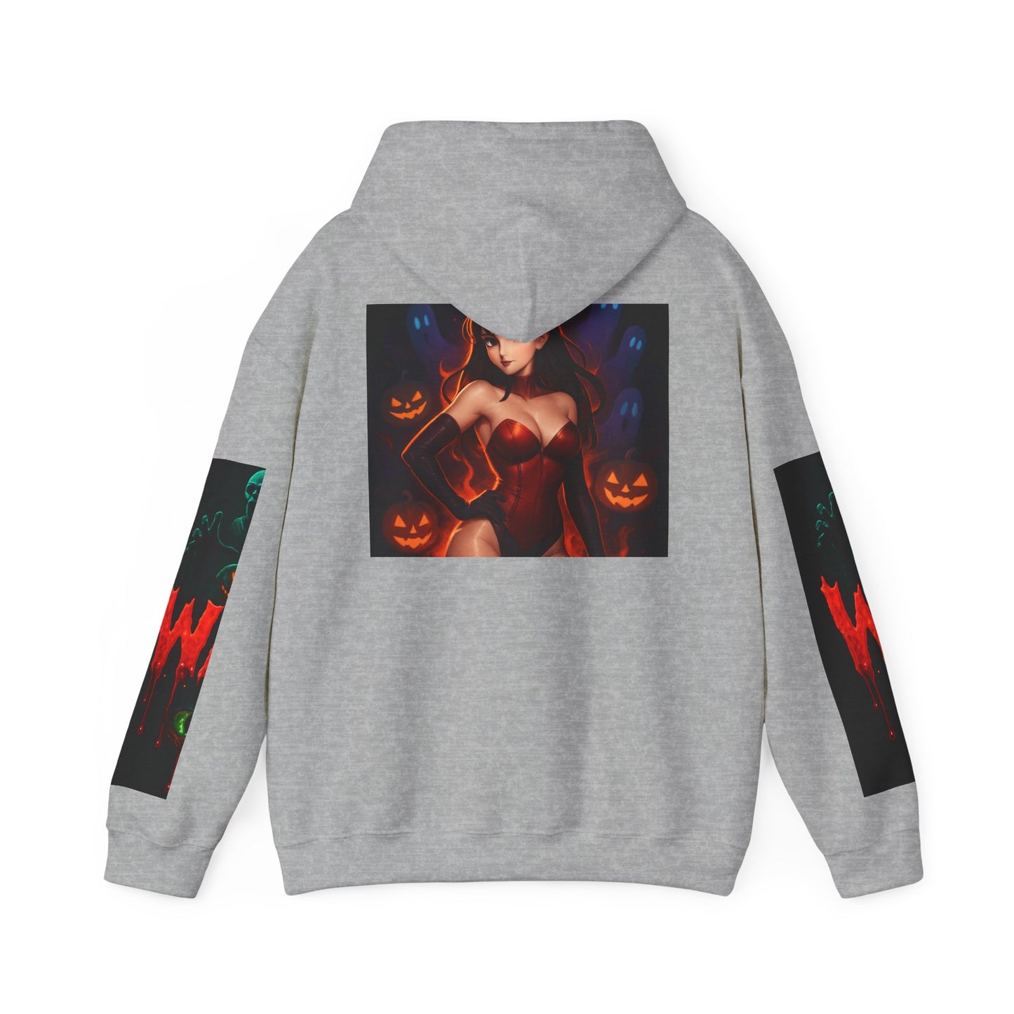 Halloween-Inspired Unisex Hoodie, Cozy Fall Wear, Perfect for Costume Parties, Spooky Season Fashion, Screen-Printed Sweatshirt