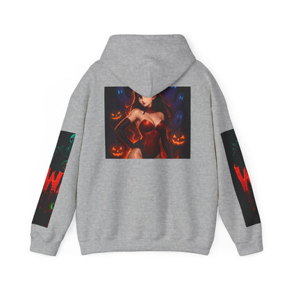 Halloween-Inspired Unisex Hoodie, Cozy Fall Wear, Perfect for Costume Parties, Spooky Season Fashion, Screen-Printed Sweatshirt