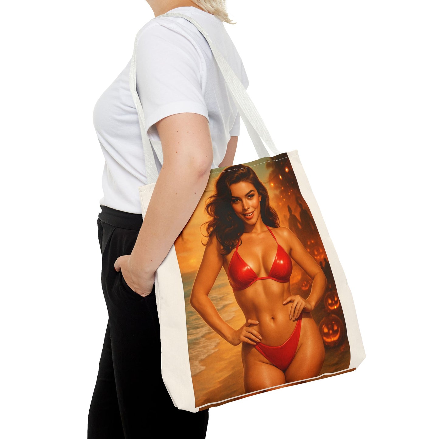 Spooky Beach Vibes Tote Bag, Halloween Beach Bag, Summer Tote, Fun Halloween Gift, Fashionable Carryall