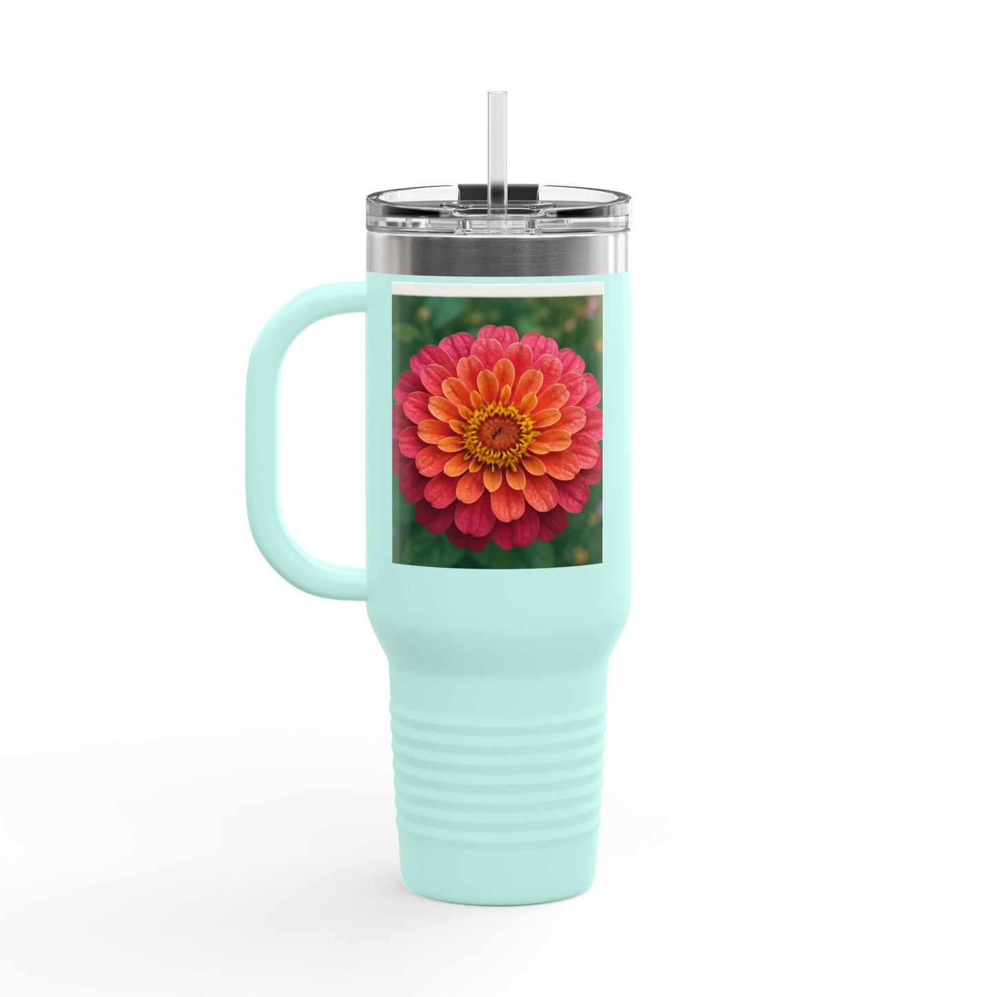 Floral Design Insulated Travel Mug, 40oz, Perfect for Travel, Coffee Lover Gift, Birthday, Floral Mug, Eco-Friendly Drinkware