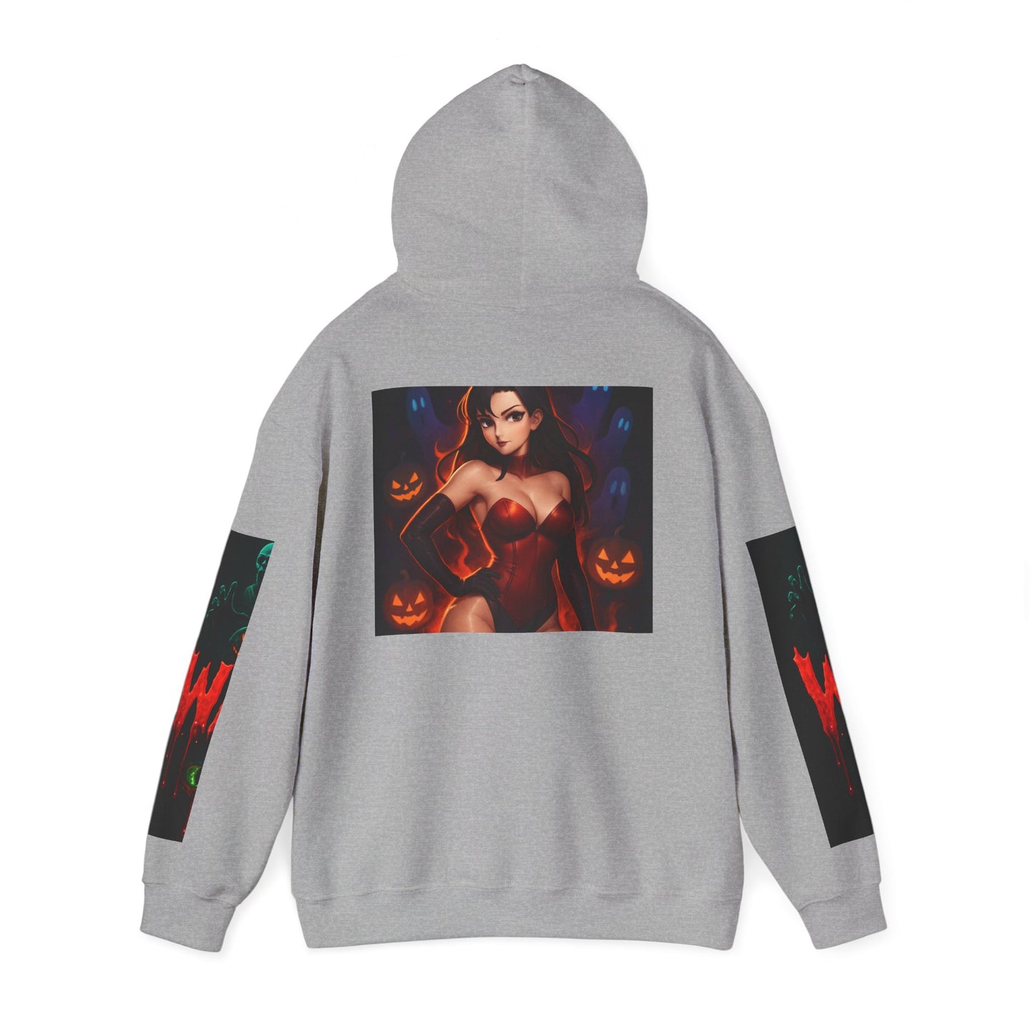 Halloween-Inspired Unisex Hoodie, Cozy Fall Wear, Perfect for Costume Parties, Spooky Season Fashion, Screen-Printed Sweatshirt