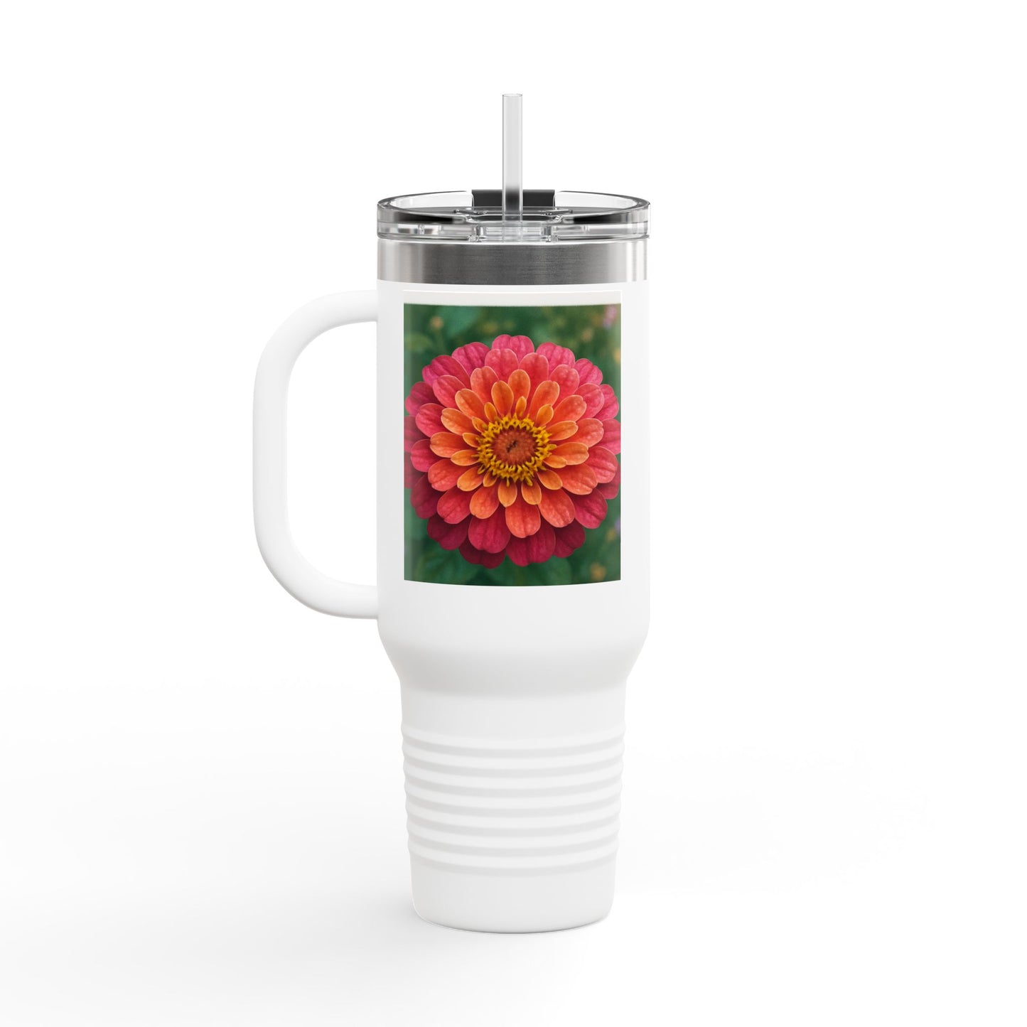 Floral Design Insulated Travel Mug, 40oz, Perfect for Travel, Coffee Lover Gift, Birthday, Floral Mug, Eco-Friendly Drinkware
