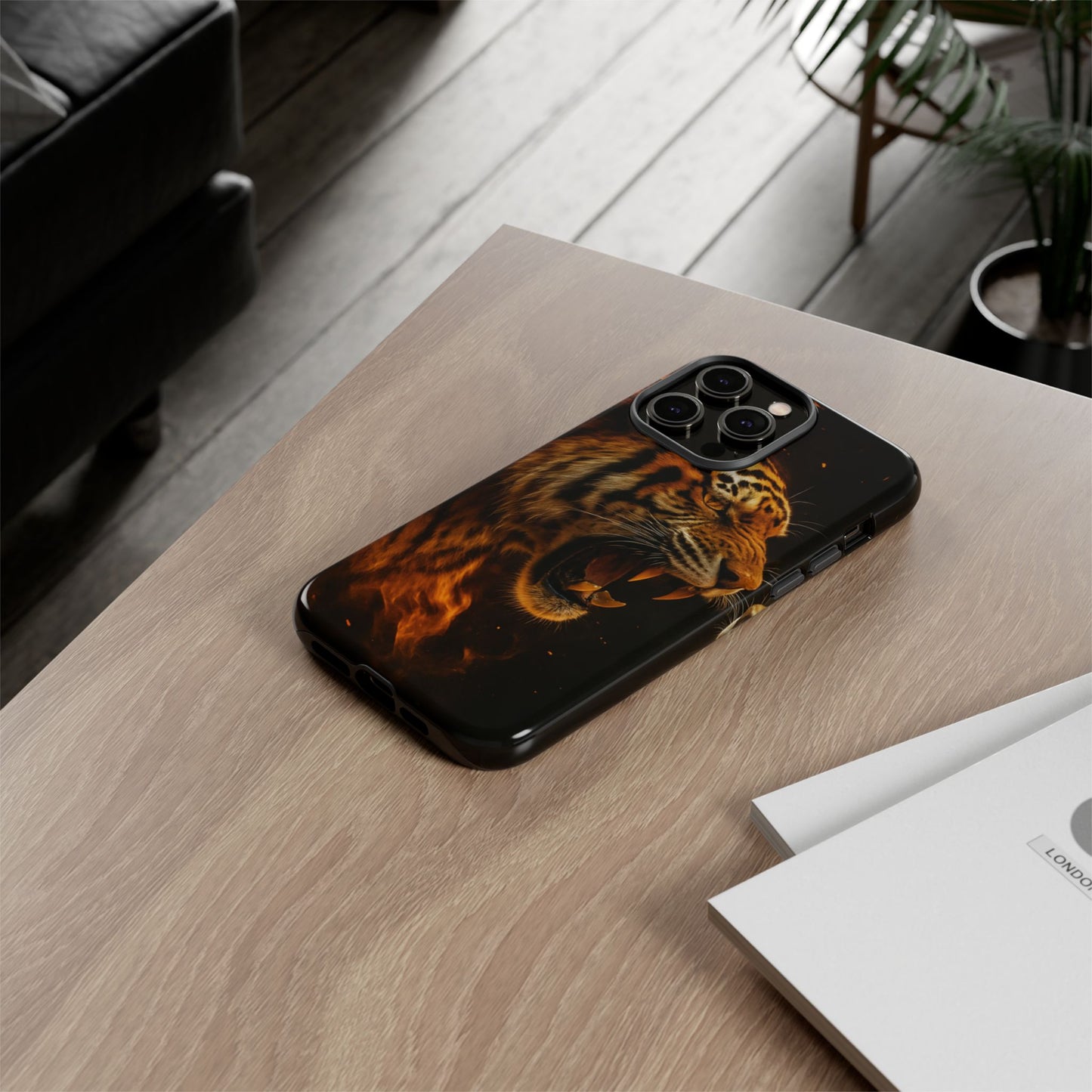 Phone Case - Flaming Tiger Tough Case