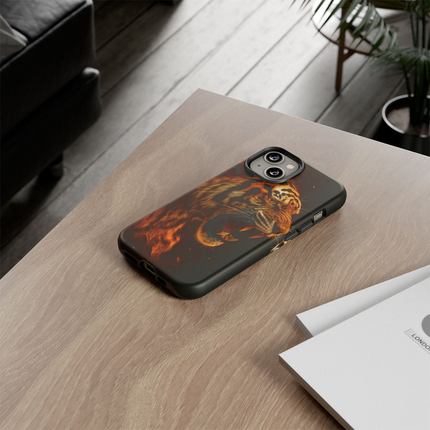 Phone Case - Flaming Tiger Tough Case