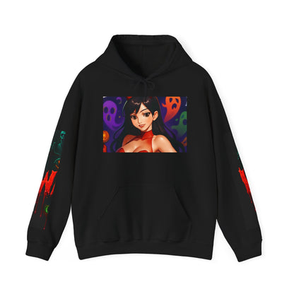 Halloween-Inspired Unisex Hoodie, Cozy Fall Wear, Perfect for Costume Parties, Spooky Season Fashion, Screen-Printed Sweatshirt