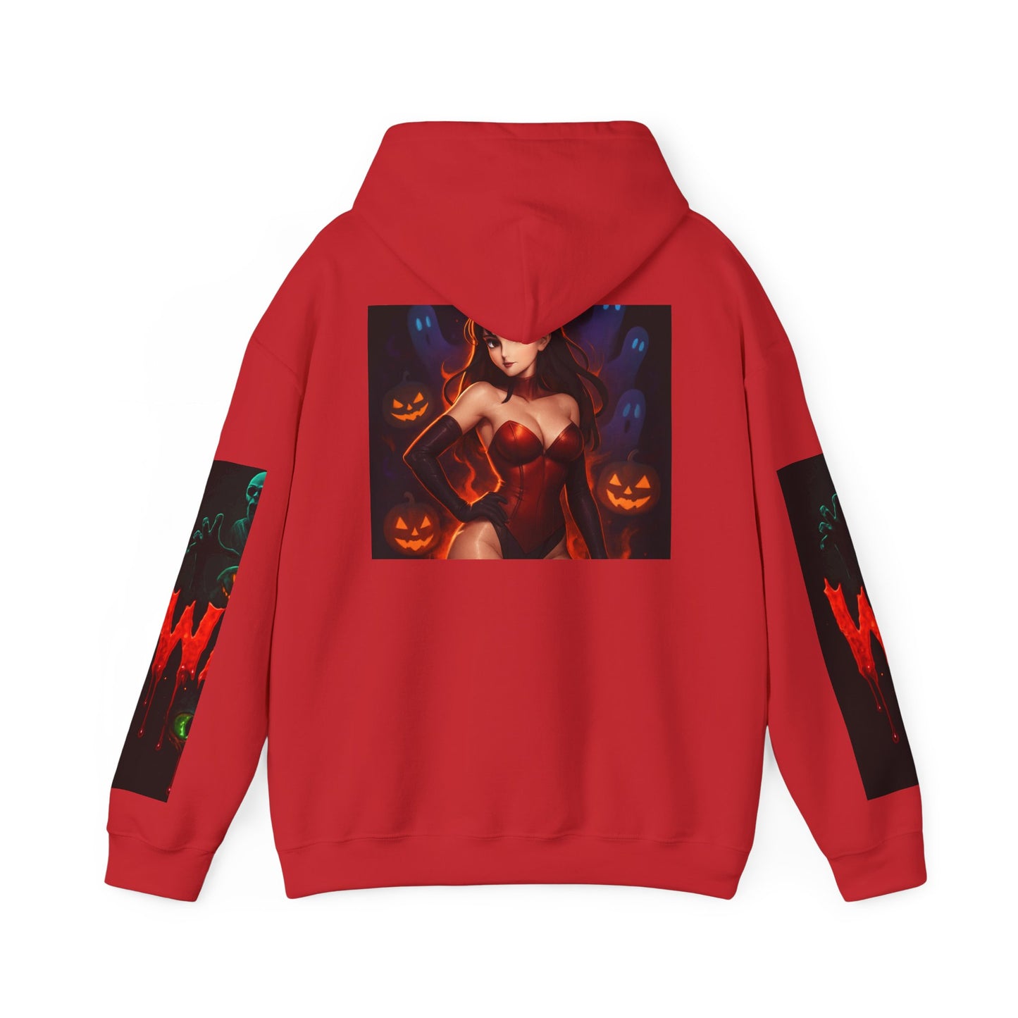 Halloween-Inspired Unisex Hoodie, Cozy Fall Wear, Perfect for Costume Parties, Spooky Season Fashion, Screen-Printed Sweatshirt