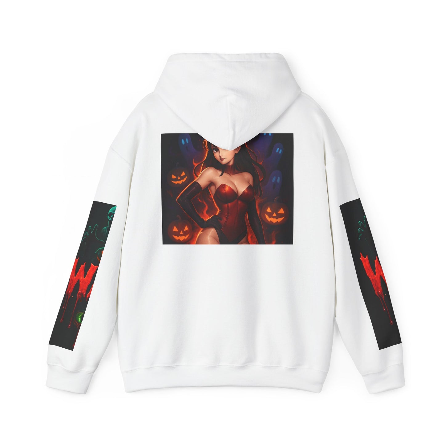 Halloween-Inspired Unisex Hoodie, Cozy Fall Wear, Perfect for Costume Parties, Spooky Season Fashion, Screen-Printed Sweatshirt