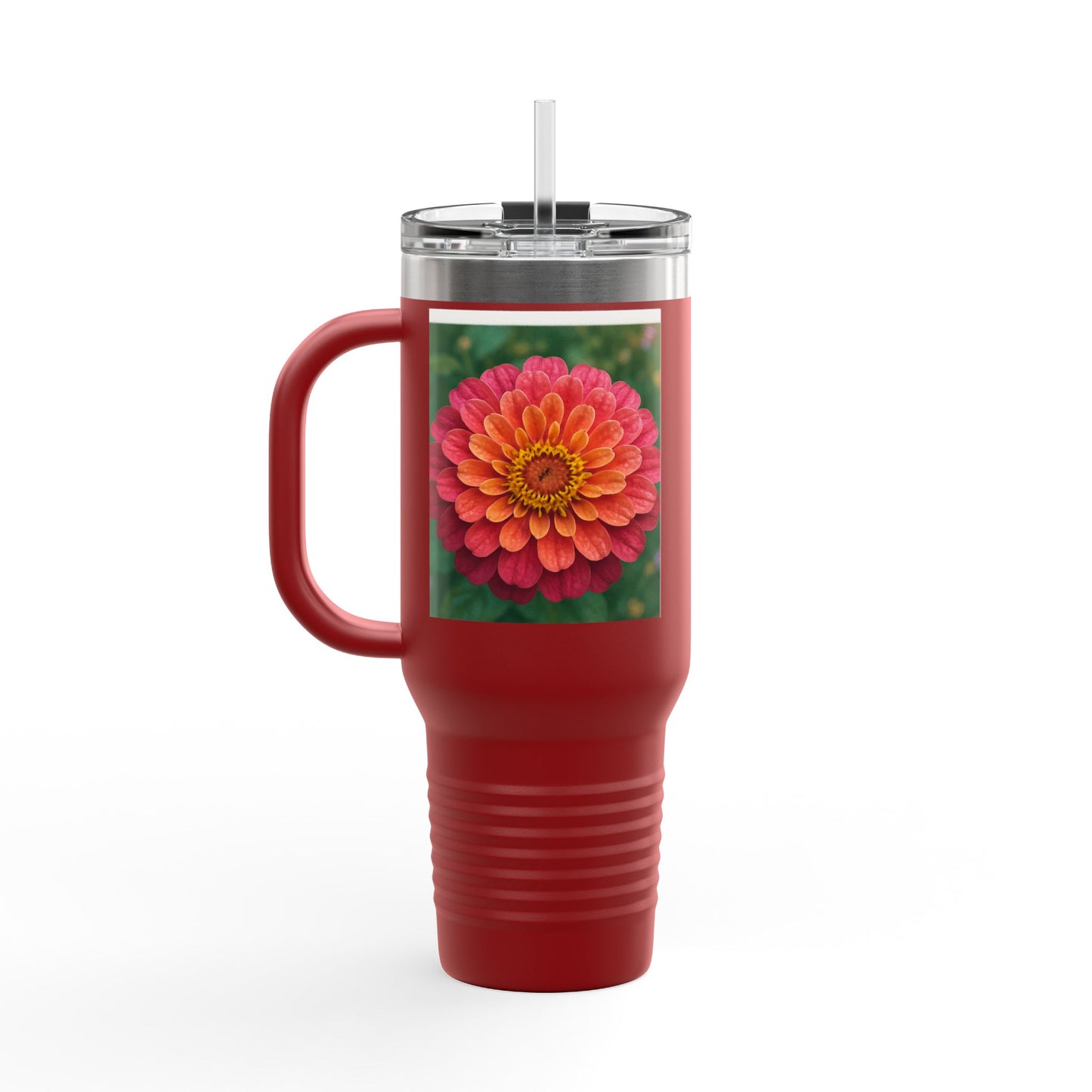 Floral Design Insulated Travel Mug, 40oz, Perfect for Travel, Coffee Lover Gift, Birthday, Floral Mug, Eco-Friendly Drinkware