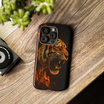 Phone Case - Flaming Tiger Tough Case