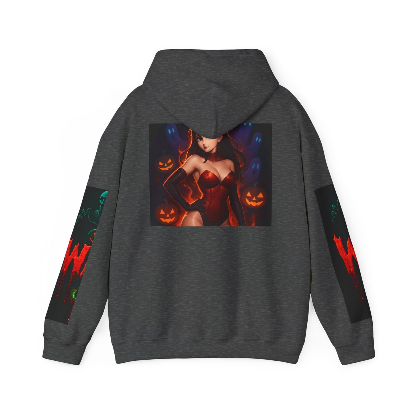 Halloween-Inspired Unisex Hoodie, Cozy Fall Wear, Perfect for Costume Parties, Spooky Season Fashion, Screen-Printed Sweatshirt
