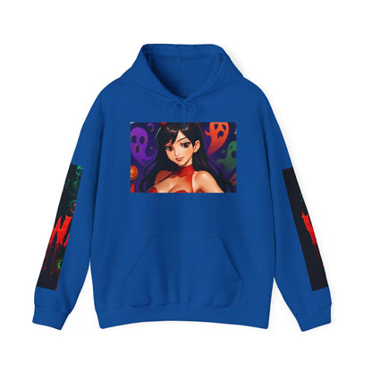 Halloween-Inspired Unisex Hoodie, Cozy Fall Wear, Perfect for Costume Parties, Spooky Season Fashion, Screen-Printed Sweatshirt