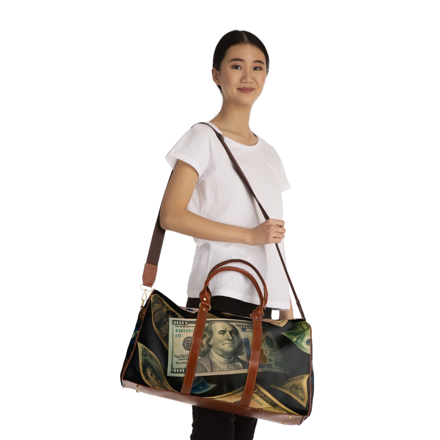 Stylish Money Design Waterproof Travel Bag, Travel Duffel for Weekend Trips, Gym Bag, Vacation Essentials, Gift for Travelers