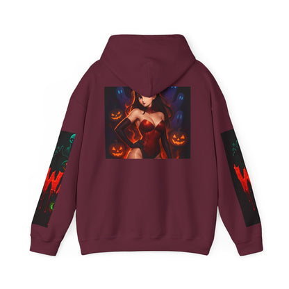 Halloween-Inspired Unisex Hoodie, Cozy Fall Wear, Perfect for Costume Parties, Spooky Season Fashion, Screen-Printed Sweatshirt