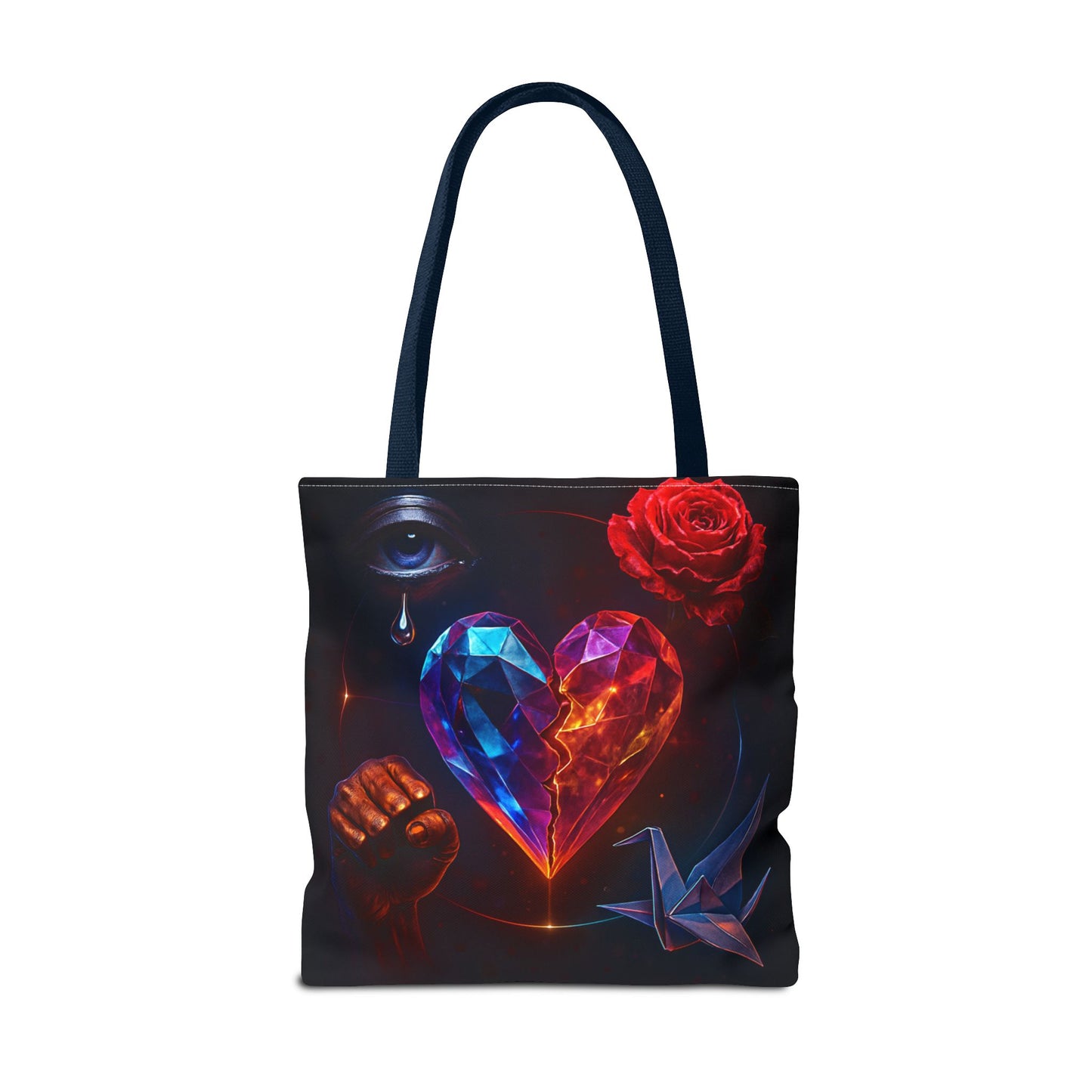 Heart and Rose Tote Bag, Bohemian Tote, Gift for Her, Unique Bag, Art Print Tote, Stylish Shopping Bag