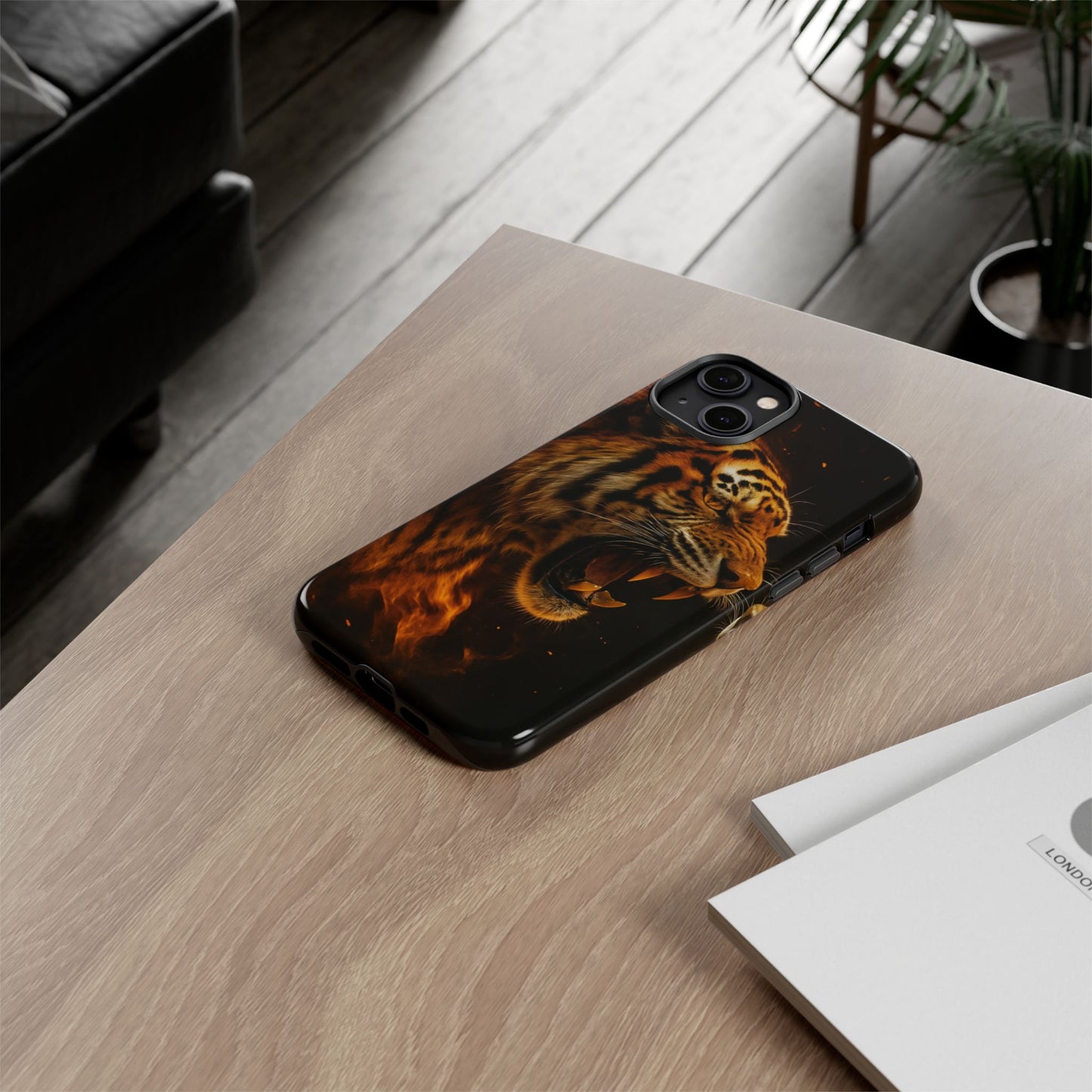 Phone Case - Flaming Tiger Tough Case