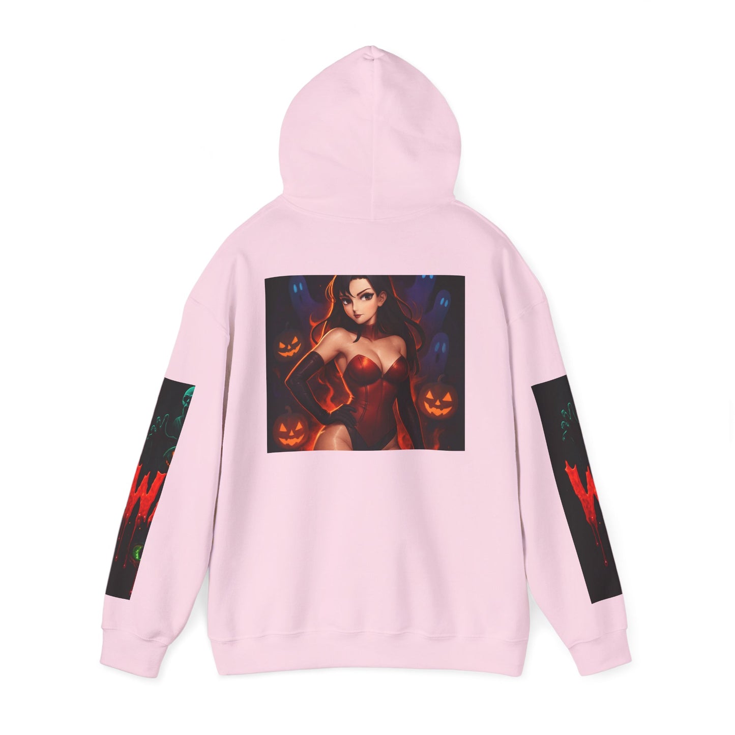 Halloween-Inspired Unisex Hoodie, Cozy Fall Wear, Perfect for Costume Parties, Spooky Season Fashion, Screen-Printed Sweatshirt