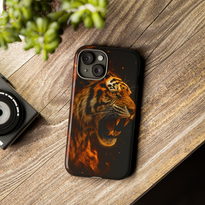 Phone Case - Flaming Tiger Tough Case