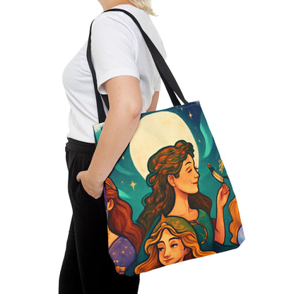 Mystical Journey Tote Bag - Stylish, Artful Carry-All for Everyday, Festivals, and Gift Giving