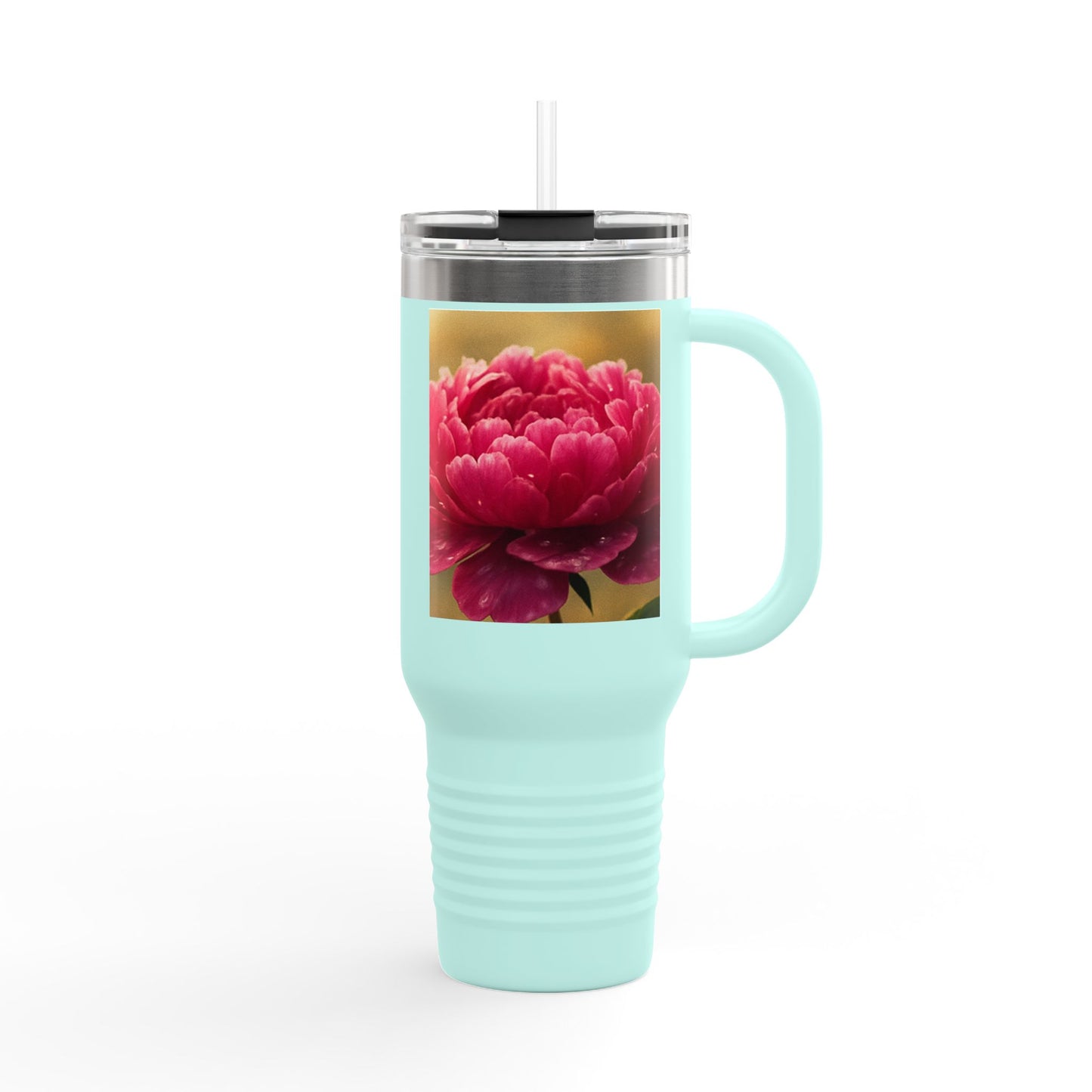 Floral Design Insulated Travel Mug, 40oz, Perfect for Travel, Coffee Lover Gift, Birthday, Floral Mug, Eco-Friendly Drinkware