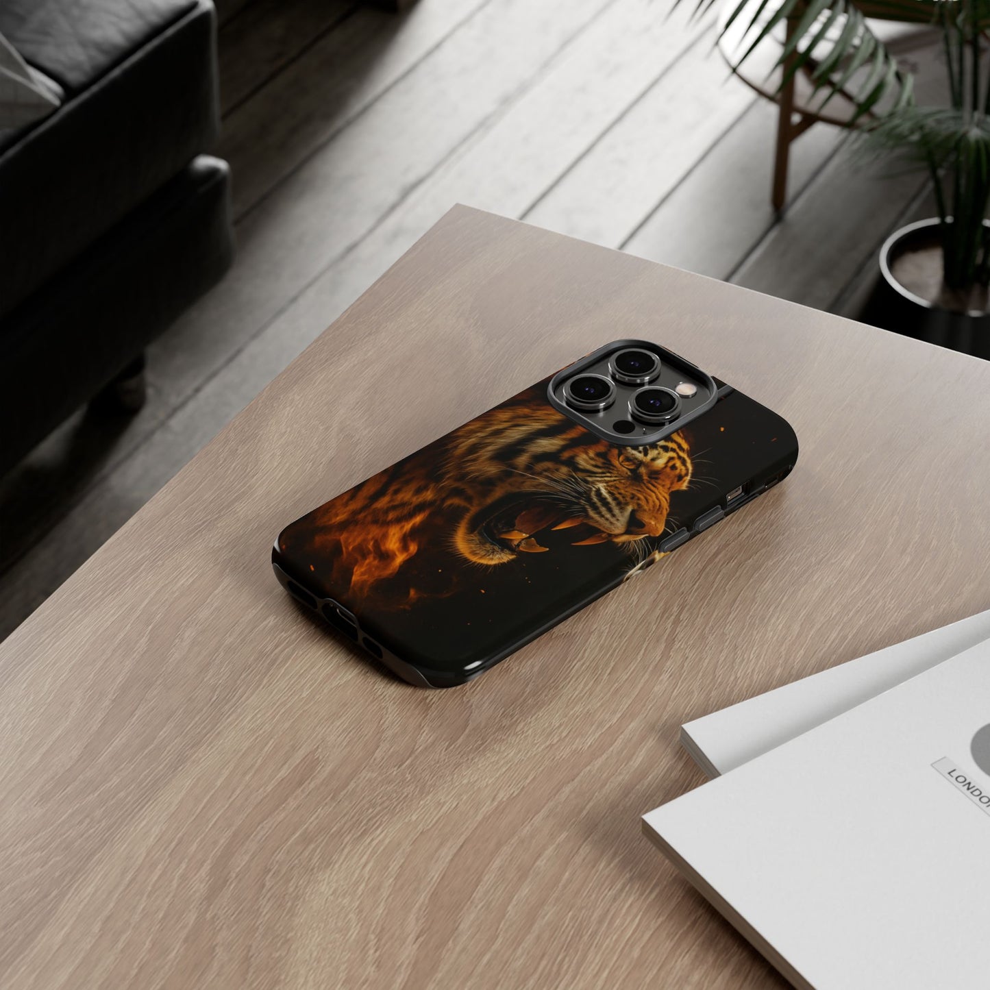 Phone Case - Flaming Tiger Tough Case