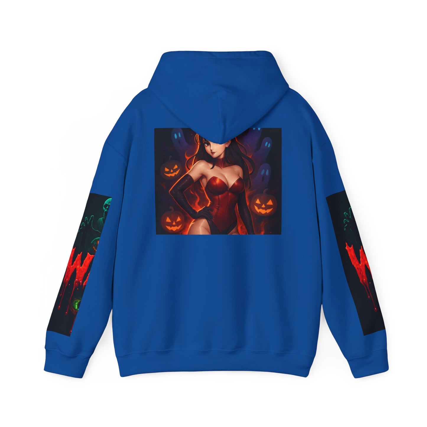 Halloween-Inspired Unisex Hoodie, Cozy Fall Wear, Perfect for Costume Parties, Spooky Season Fashion, Screen-Printed Sweatshirt