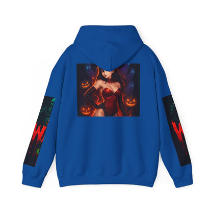 Halloween-Inspired Unisex Hoodie, Cozy Fall Wear, Perfect for Costume Parties, Spooky Season Fashion, Screen-Printed Sweatshirt