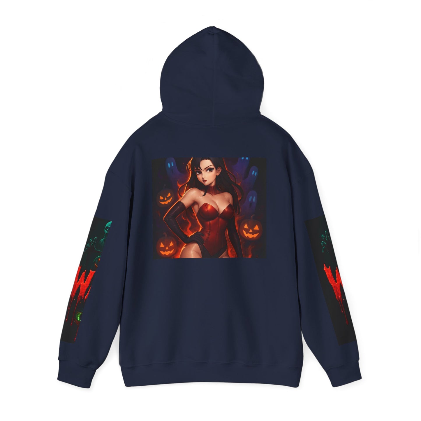 Halloween-Inspired Unisex Hoodie, Cozy Fall Wear, Perfect for Costume Parties, Spooky Season Fashion, Screen-Printed Sweatshirt